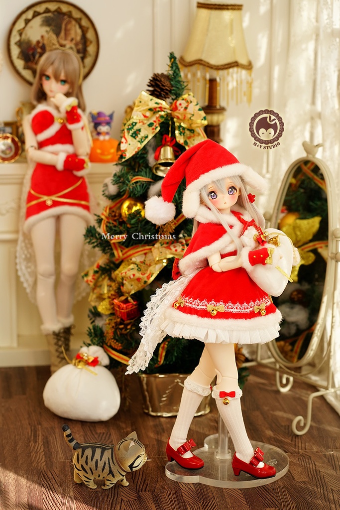 【Aries】クリスマス新商品 1/4BJD MDD SDM KUMAKO PUYOODOLL用洋服7点セット