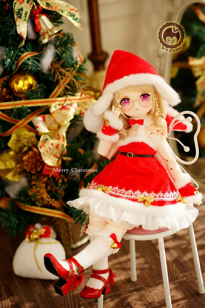 【Aries】クリスマス新商品 1/4BJD MDD SDM KUMAKO PUYOODOLL用洋服7点セット