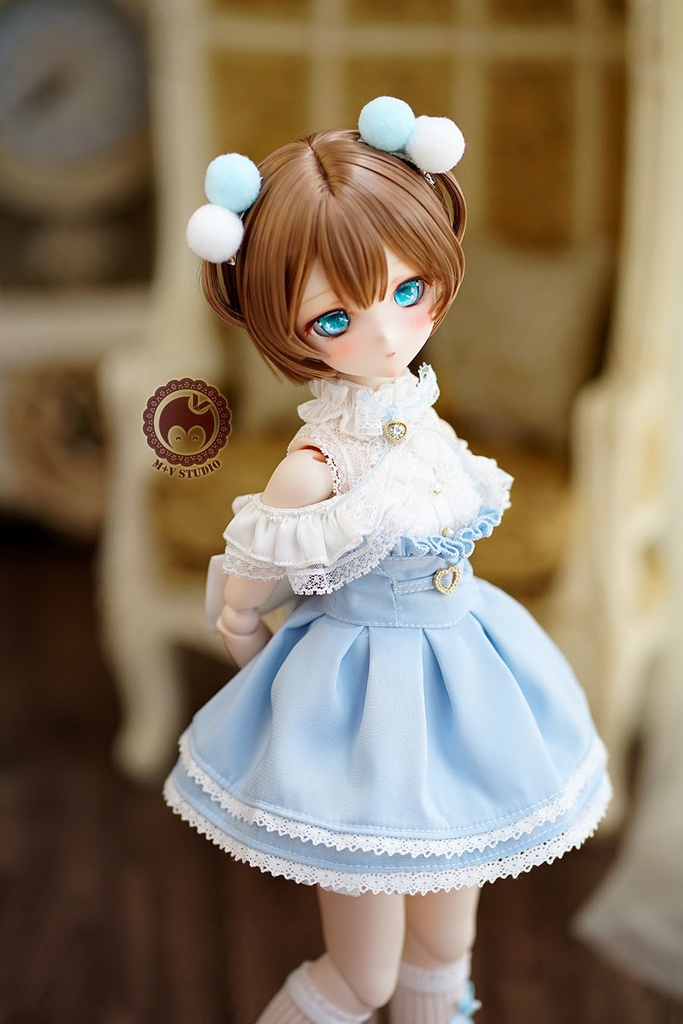 【白いちごです】服6点セットMDD(S.M.L胸)MSD PUYOODOLL洋服 水色