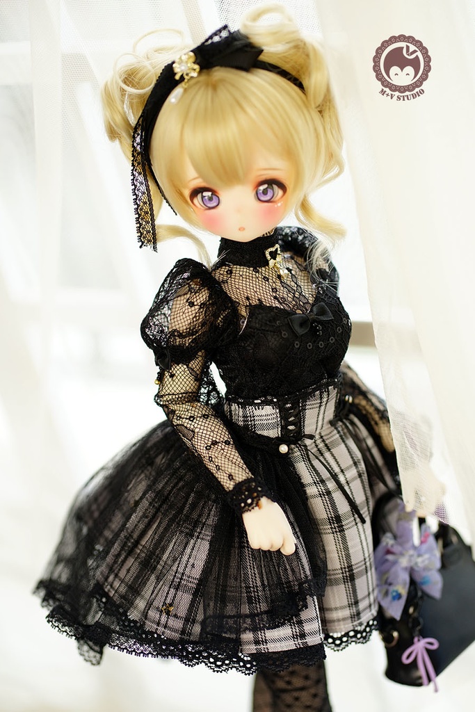 【月の梨纱】MSD/MDD 1/4女用洋服5点セット(ピンク,黒,灰色)