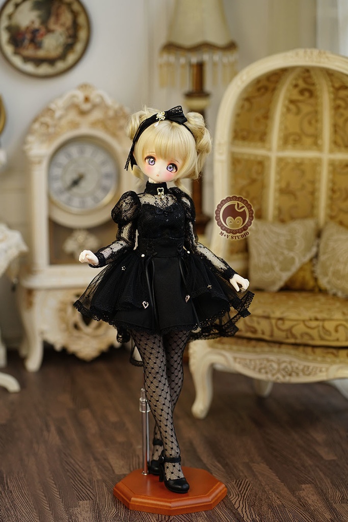 【月の梨纱】MSD/MDD 1/4女用洋服5点セット(ピンク,黒,灰色)