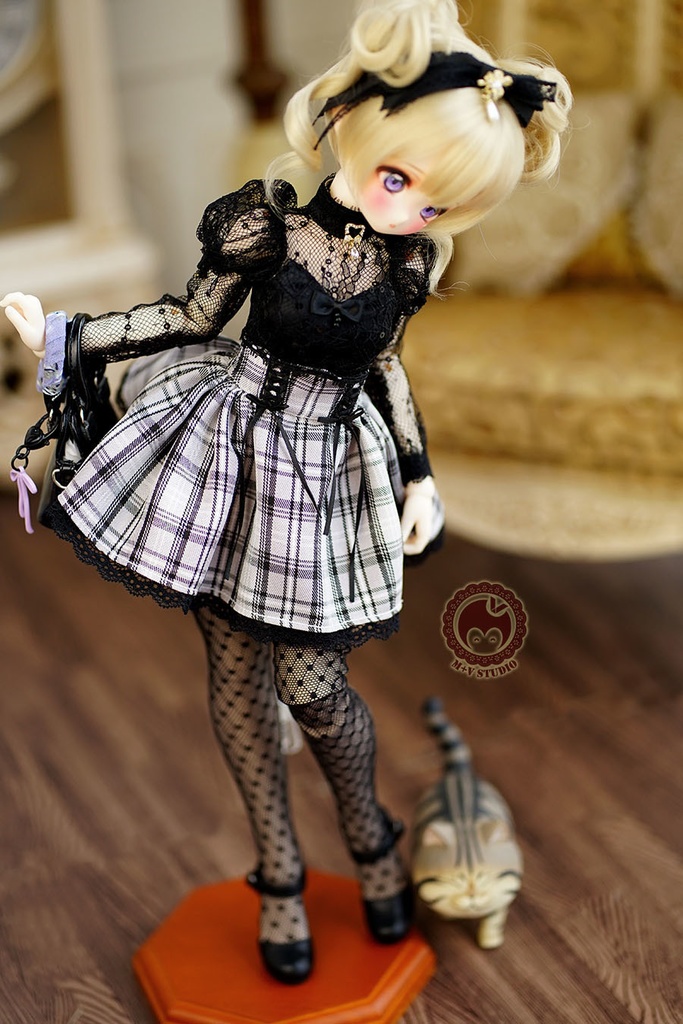 【月の梨纱】MSD/MDD 1/4女用洋服5点セット(ピンク,黒,灰色)