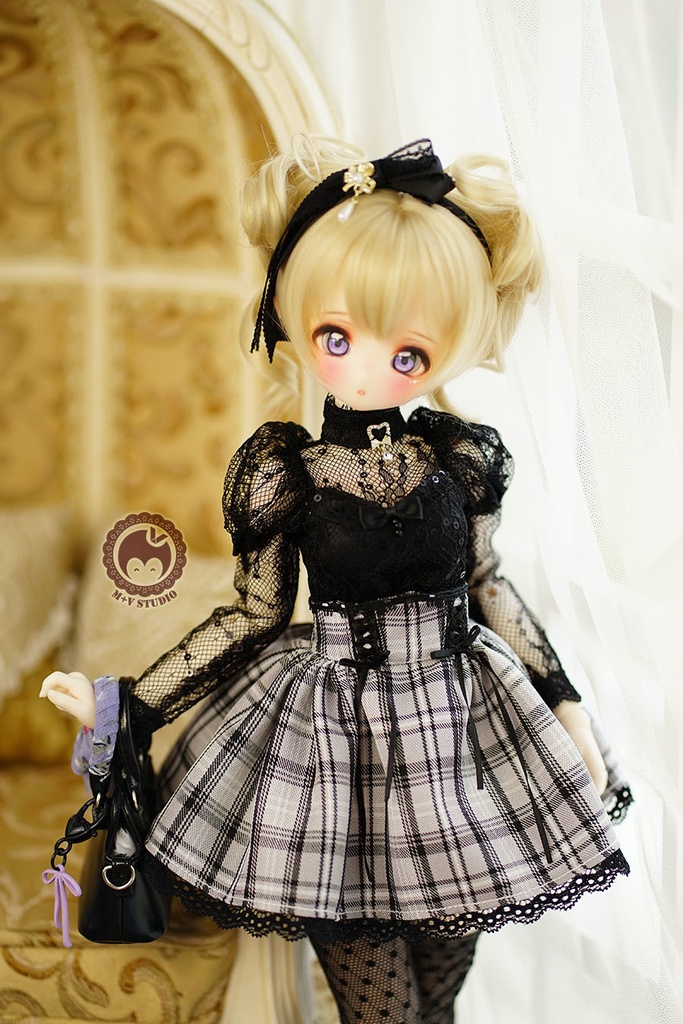 【月の梨纱】MSD/MDD 1/4女用洋服5点セット(ピンク,黒,灰色)