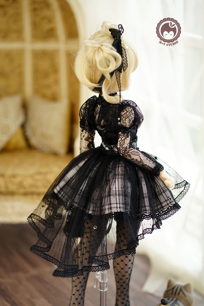 【月の梨纱】MSD/MDD 1/4女用洋服5点セット(ピンク,黒,灰色)