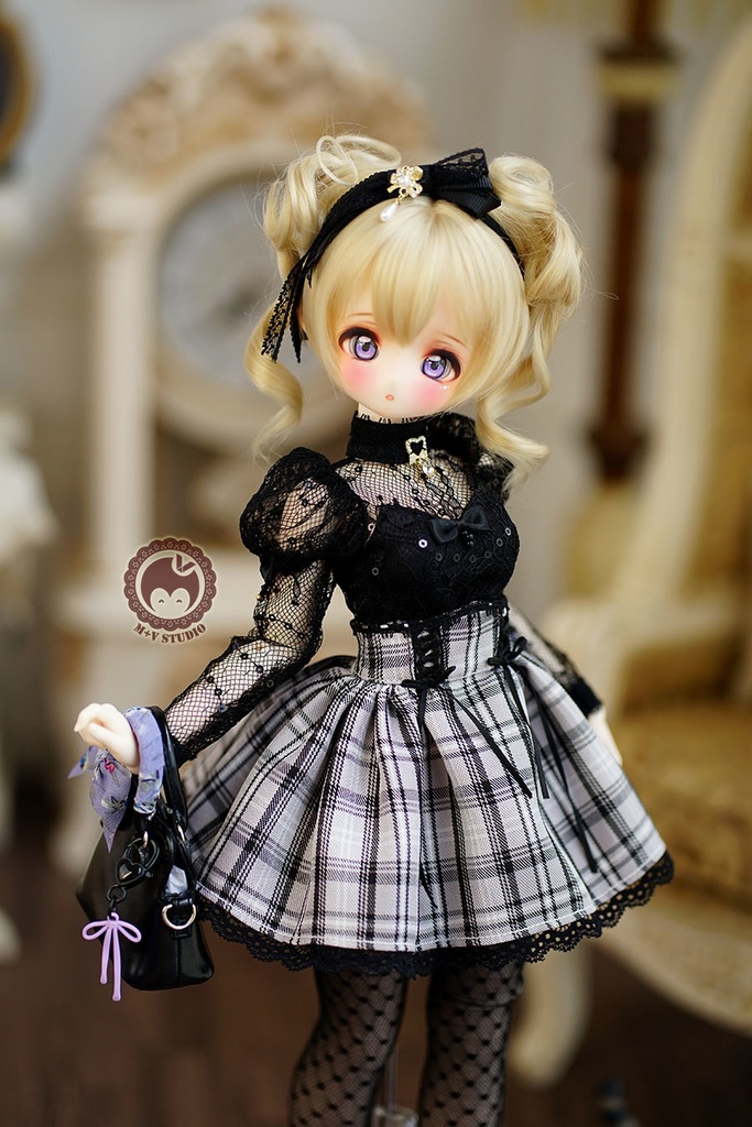 【月の梨纱】MSD/MDD 1/4女用洋服5点セット(ピンク,黒,灰色)