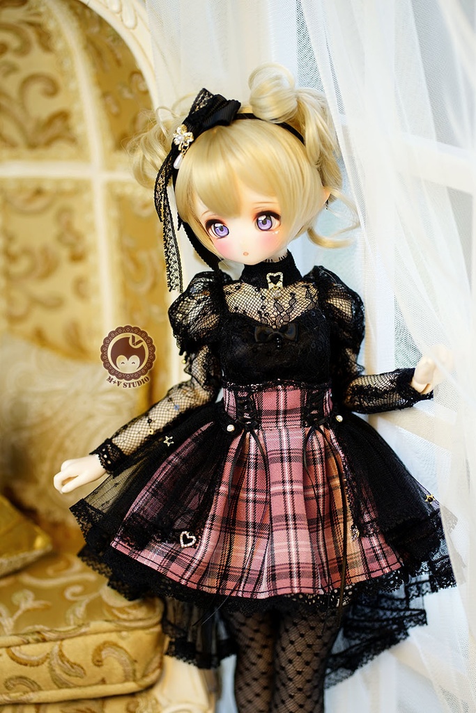【月の梨纱】MSD/MDD 1/4女用洋服5点セット(ピンク,黒,灰色)