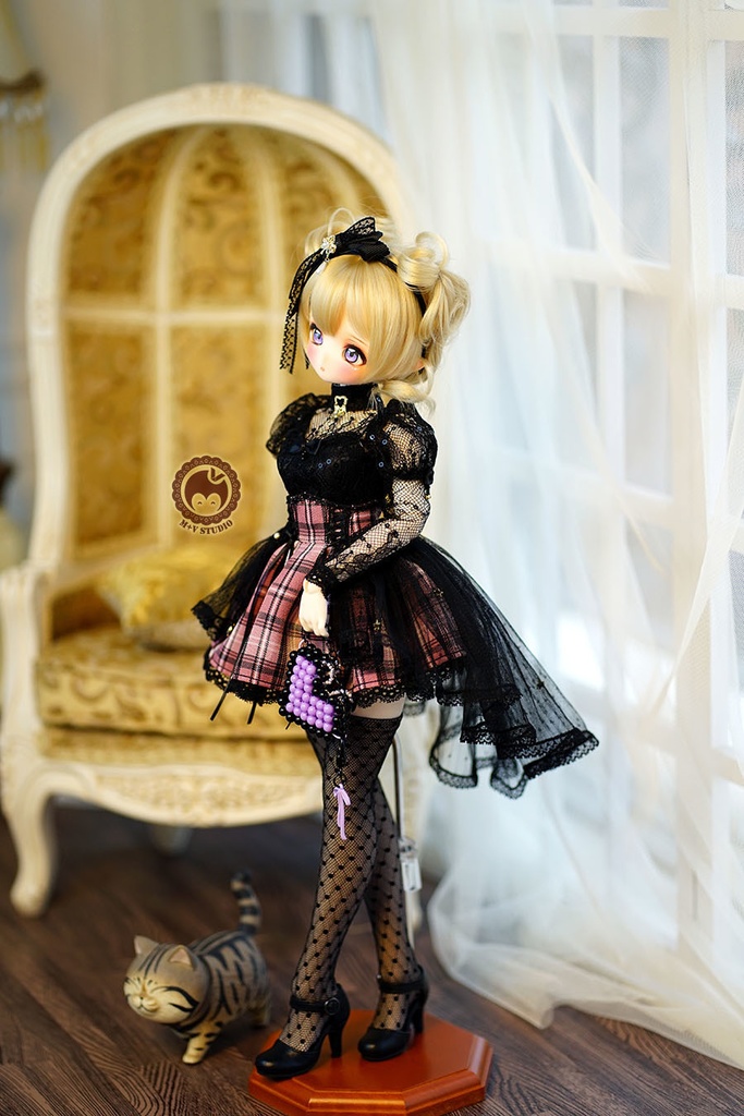 【月の梨纱】MSD/MDD 1/4女用洋服5点セット(ピンク,黒,灰色)