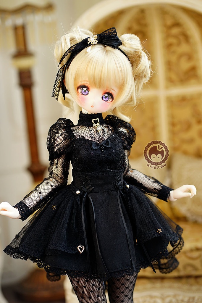 【月の梨纱】MSD/MDD 1/4女用洋服5点セット(ピンク,黒,灰色)