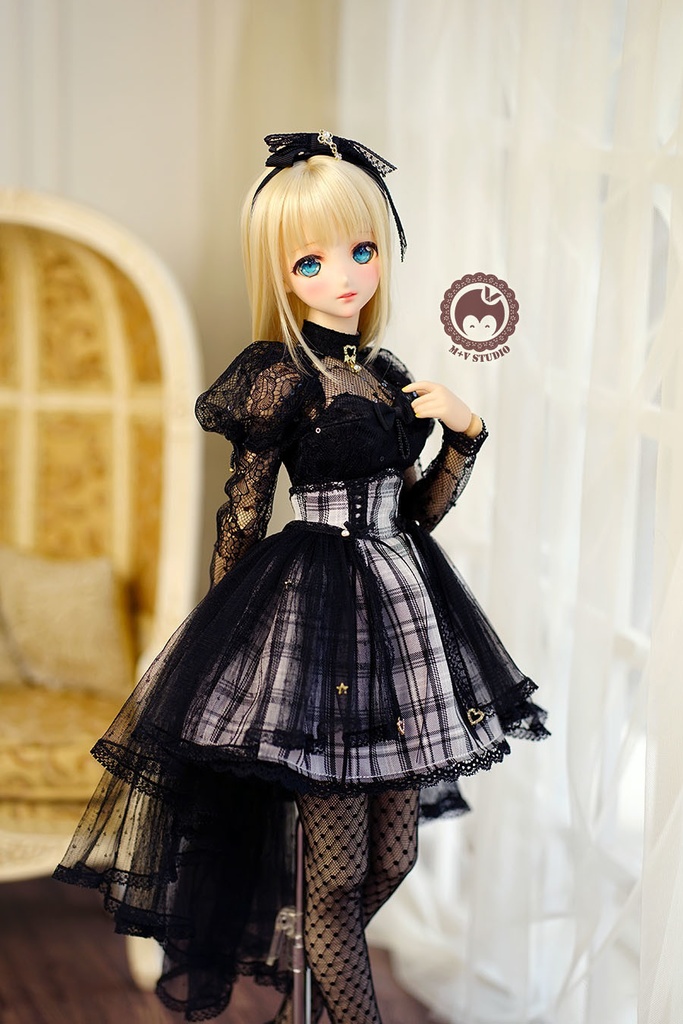 【月の梨纱】SDGR DD(S.M.L胸）1/3女用洋服5点セット(ピンク,黒,灰色)