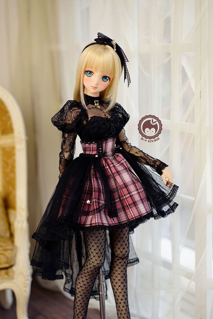 【月の梨纱】SDGR DD(S.M.L胸）1/3女用洋服5点セット(ピンク,黒,灰色)