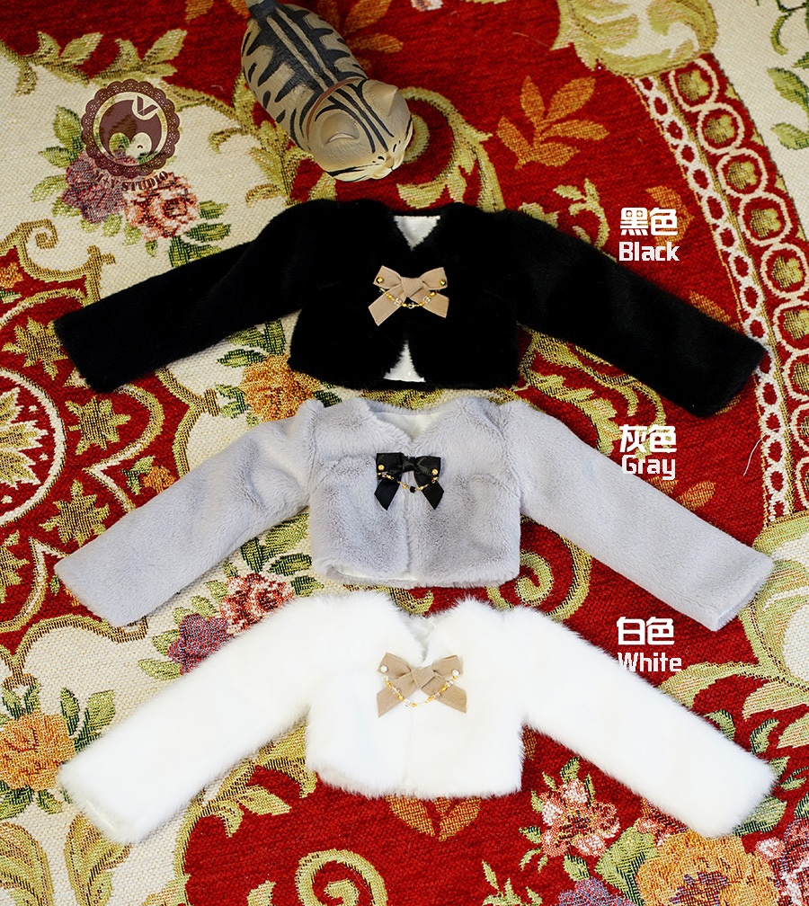 【ファーコート】SDM/MSD/MDD 1/4BJD女用(白いです,黒,灰色)