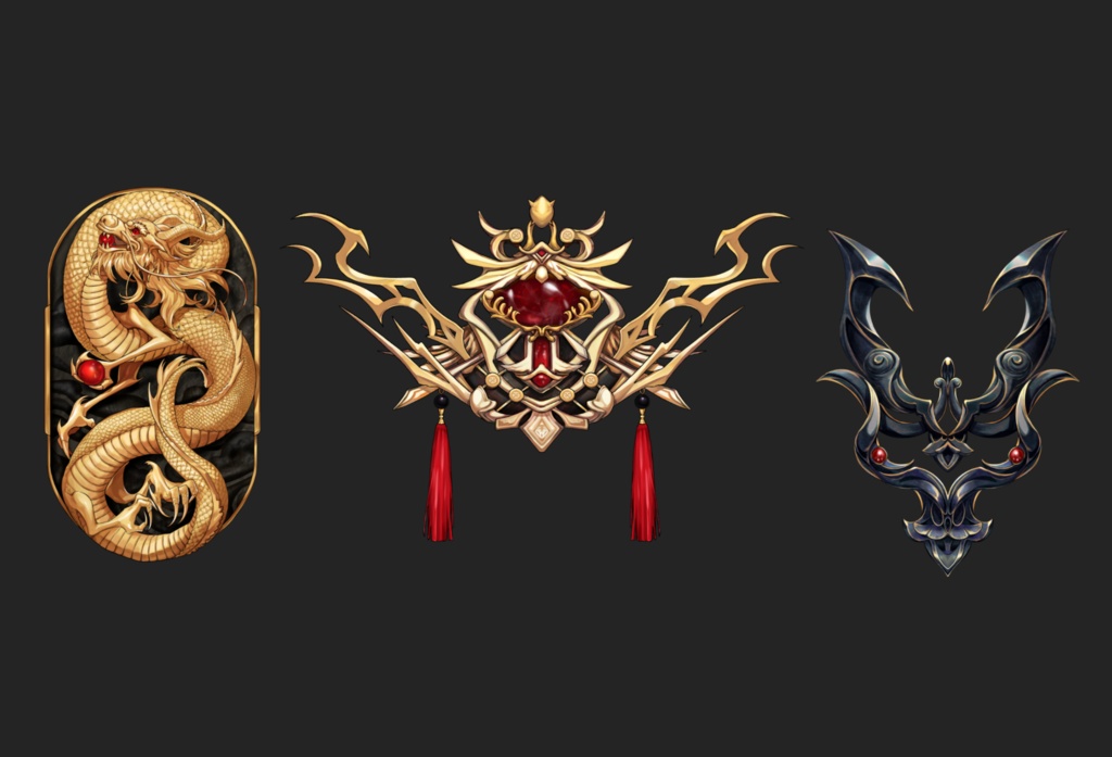 東洋の装飾品と花のセット