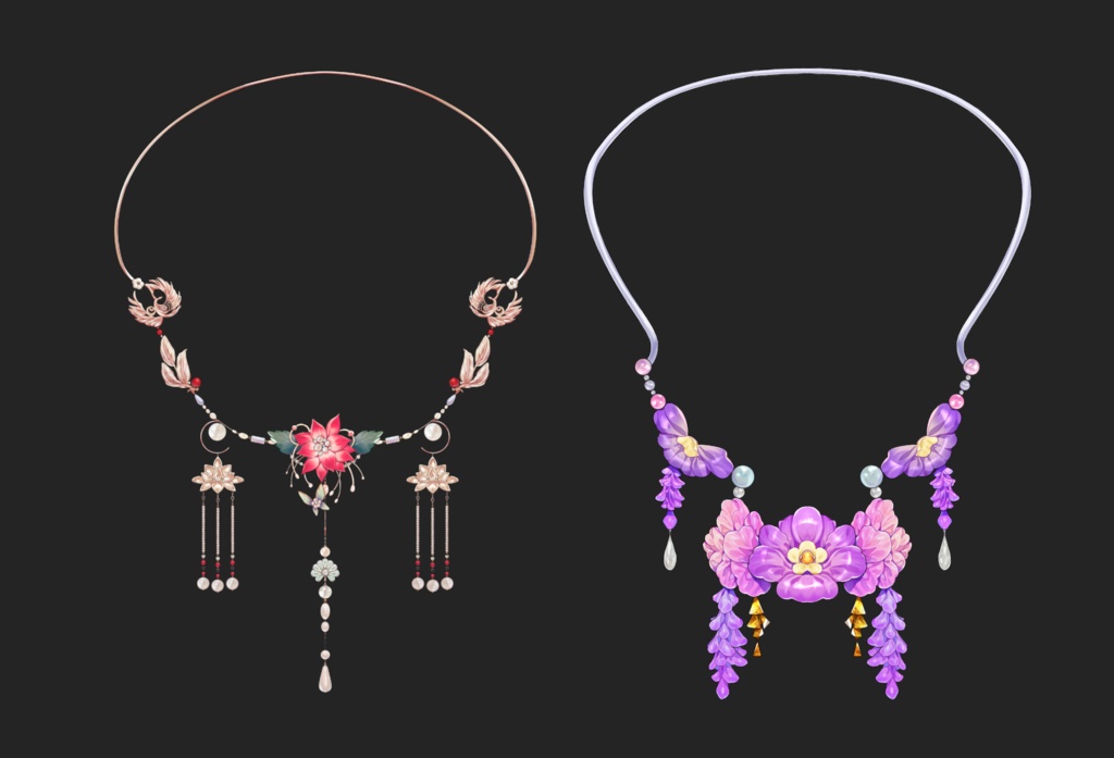 東洋の装飾品と花のセット