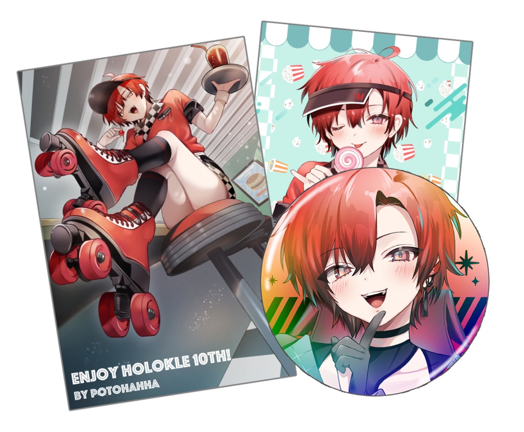 【ホロクル10th】マキナ・X・フレオン クリアポストカード２種＆ホログラム缶バッチセット