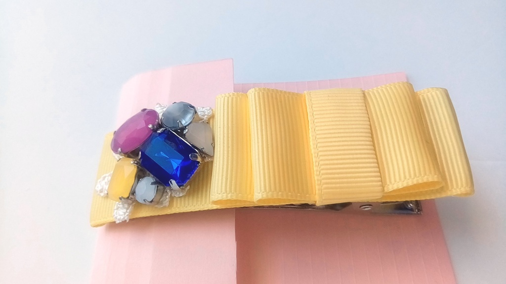 グログランリボン ヘアクリップ 京園イメージ