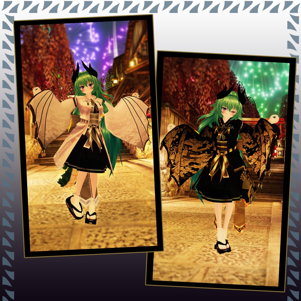 【VRChat】竜翼の袖【汎用衣装パーツモデル】