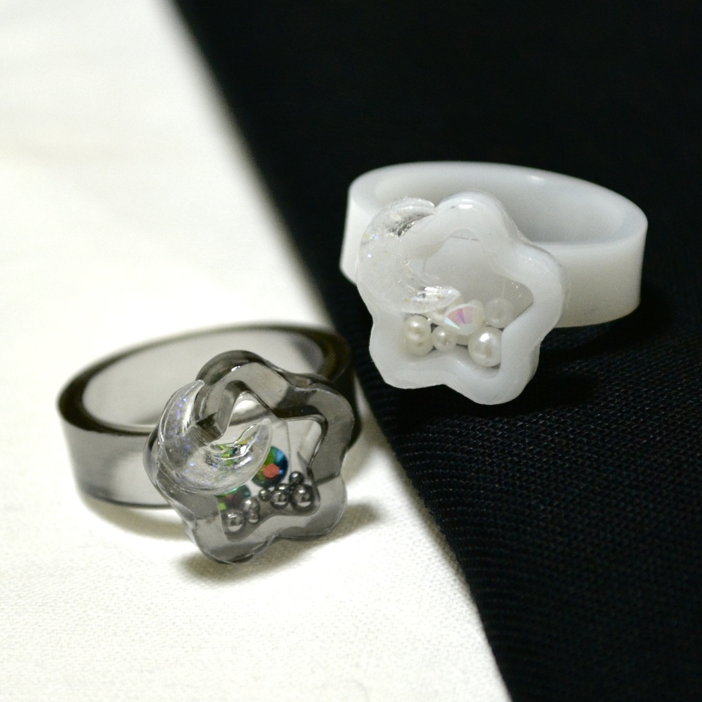 シャカシャカレジン推し色リング星形【BW】