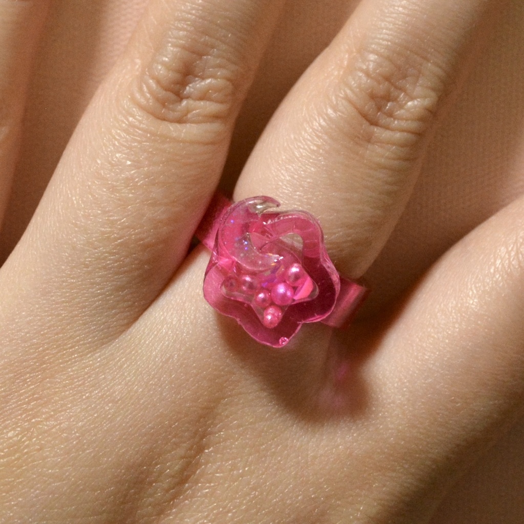 シャカシャカレジン推し色リング星形【PINK】
