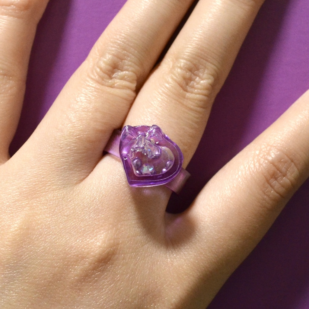 シャカシャカレジン推し色リングハート形【PURPLE】