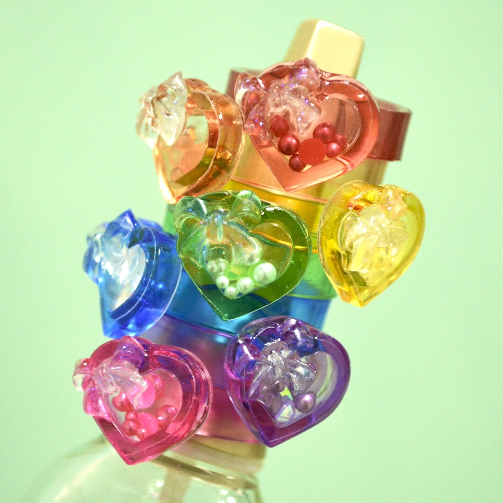 シャカシャカレジン推し色リングハート形【ブルー】