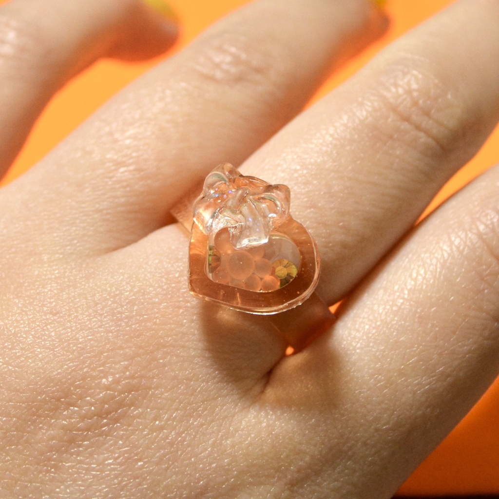 シャカシャカレジン推し色リングハート形【ORANGE】