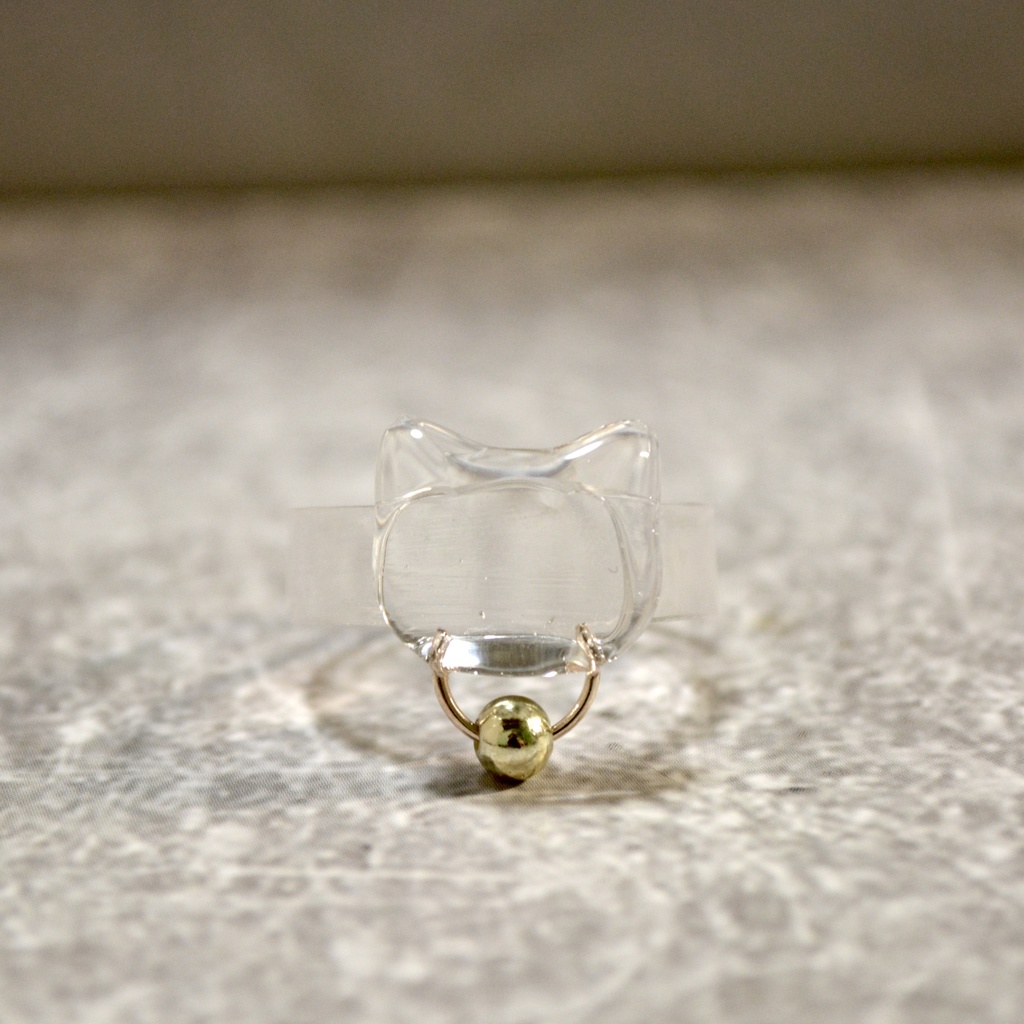 おめかしにゃんこのクリアリング【選べる首飾り】