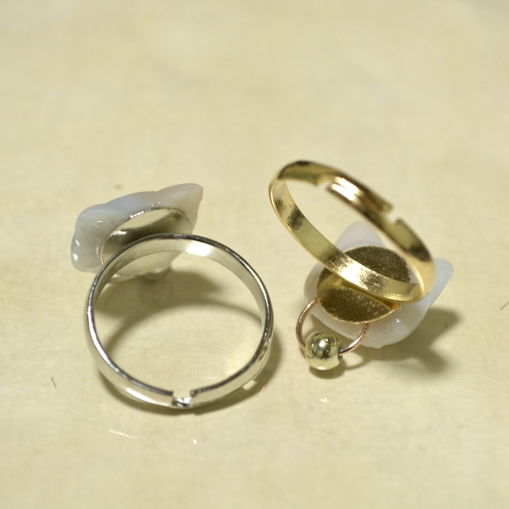 おめかしにゃんこのパステル三毛猫リング【選べるリング】ゴールドorシルバー【フリーサイズ】