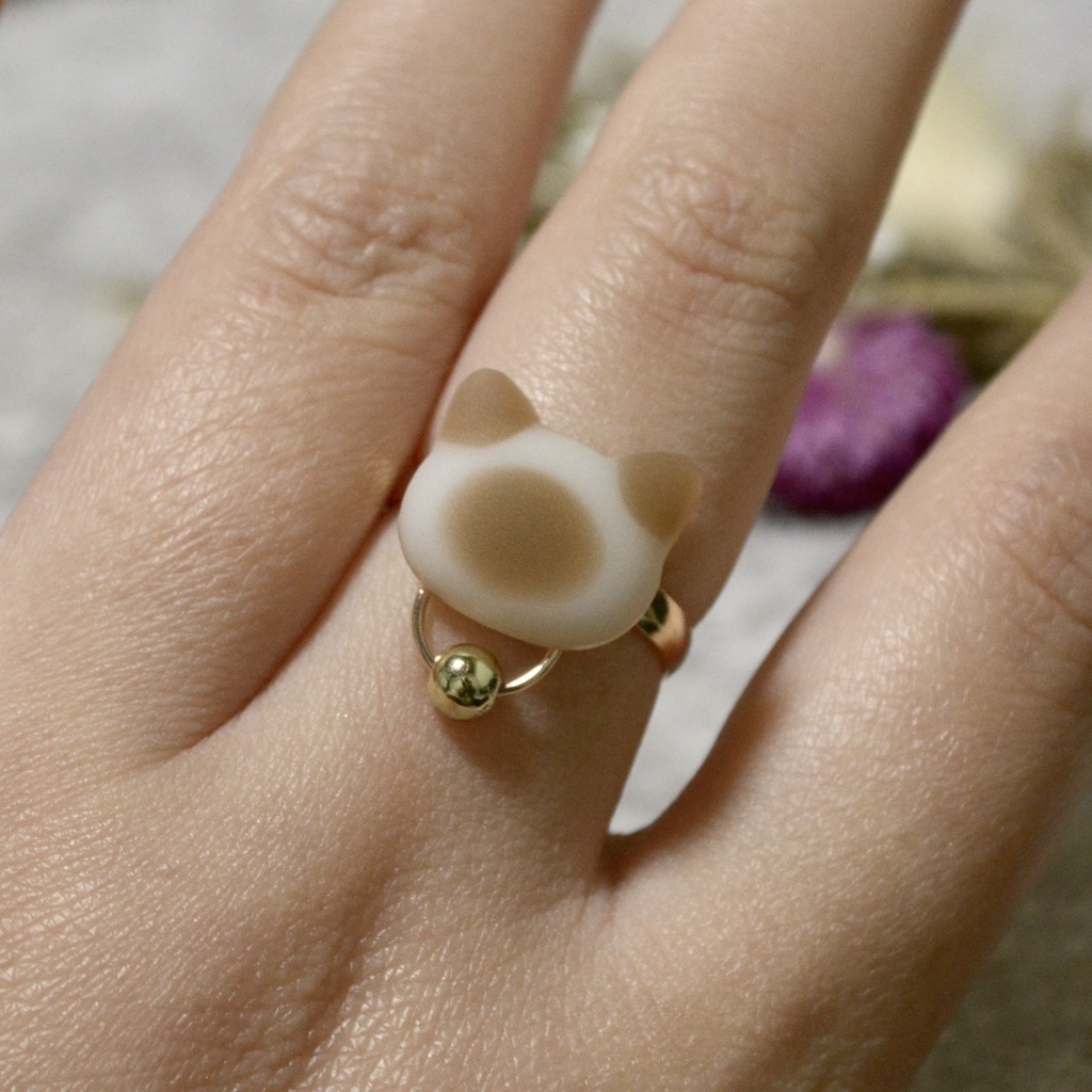 おめかしにゃんこのポインテッド柄リング【選べるリング】ゴールドorシルバー【フリーサイズ】