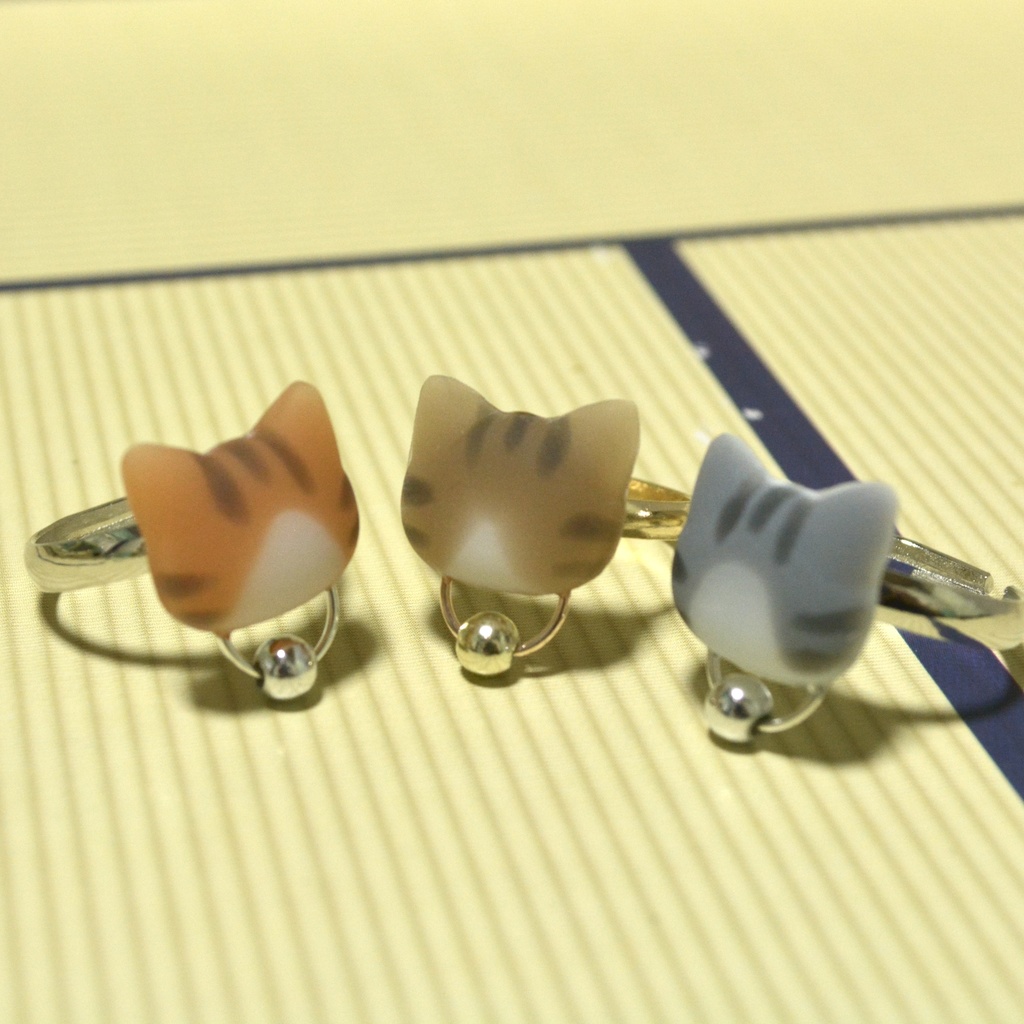 おめかしにゃんこの虎猫ハチワレリング【選べるリング】ゴールドorシルバー【フリーサイズ】