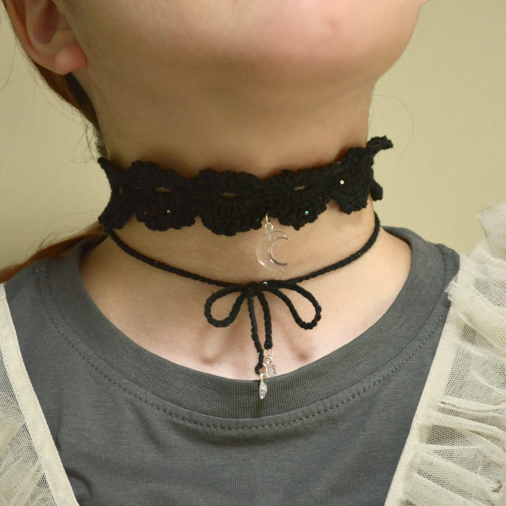 【2way】夜の星空レース編みチョーカー