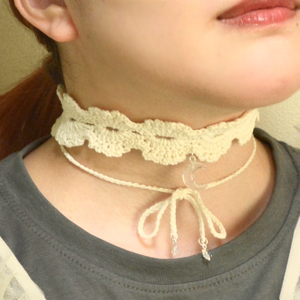 【2way】白夜の星空レース編みチョーカー