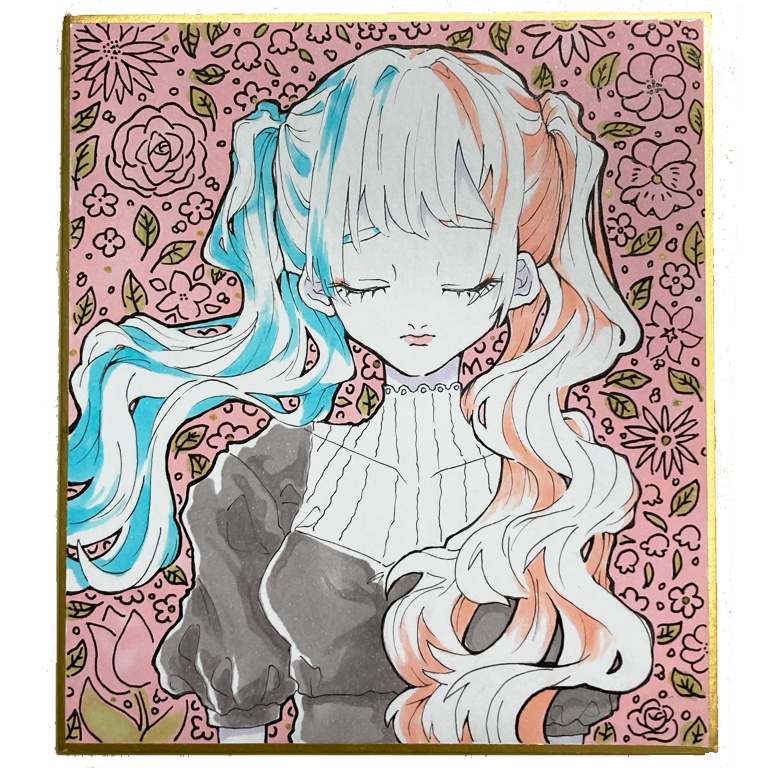 ツインテ少女のミニ色紙