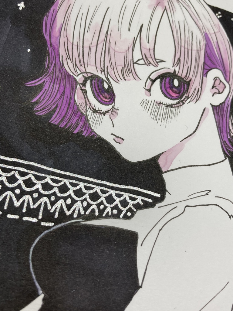 星降る夜と少女の原画イラスト