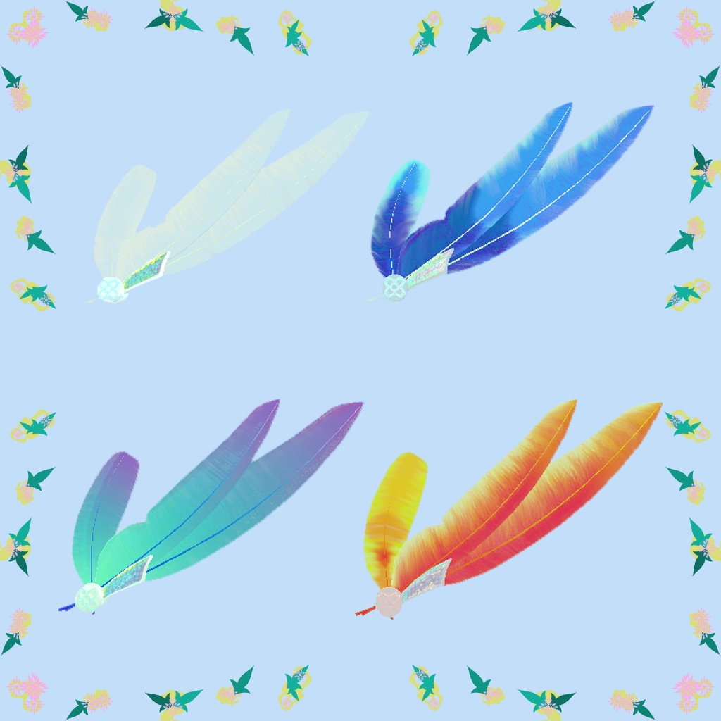 【3Dモデル】羽根の髪飾り