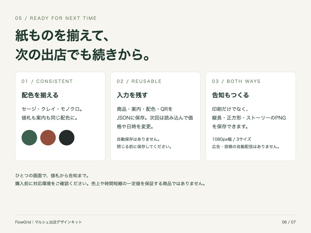 マルシェ出店デザインキット|値札・POP・お品書き・ショップカード・出店告知【PC用HTML編集/A4印刷】