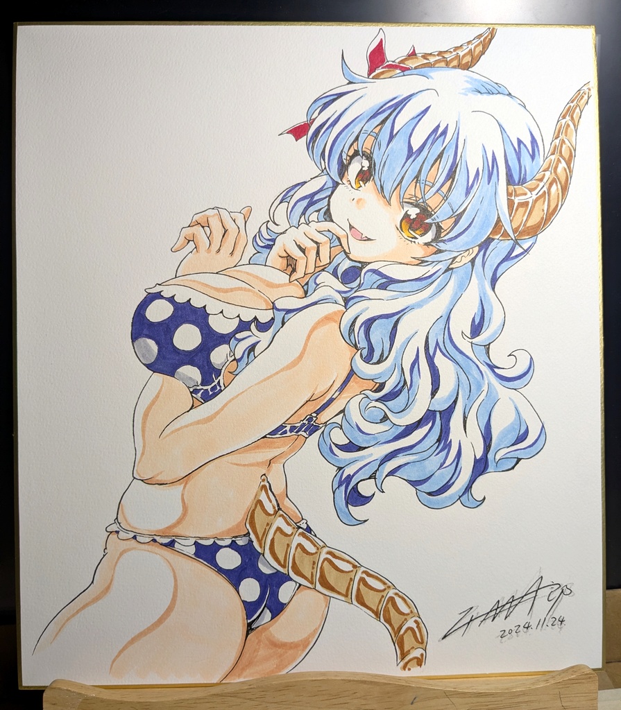 [直筆色紙] 111-3 ヘル様水着（まおチョロ）