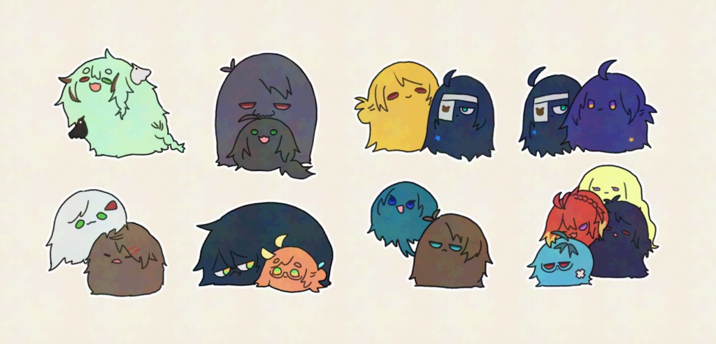 ふわふわした謎の生き物シールセット