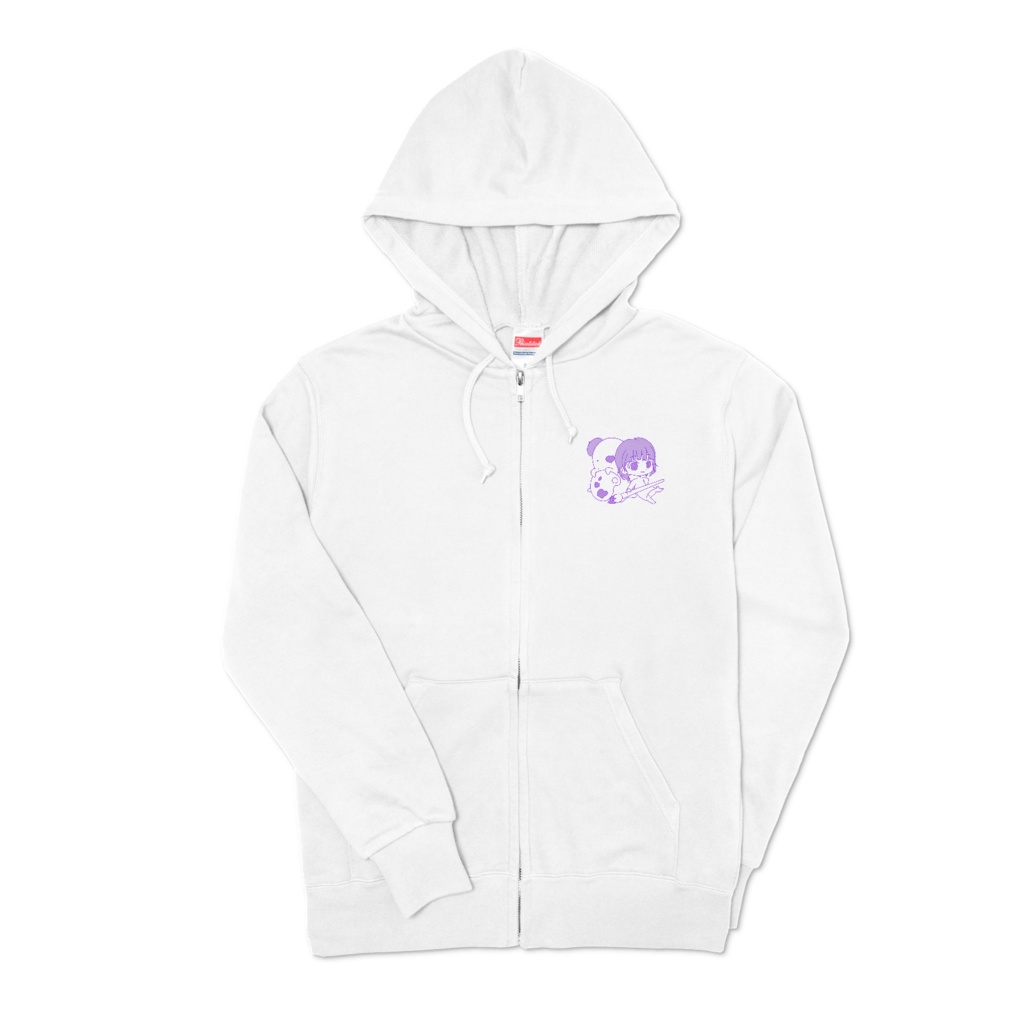 いろはおばけ ジップパーカー(白パープル)
