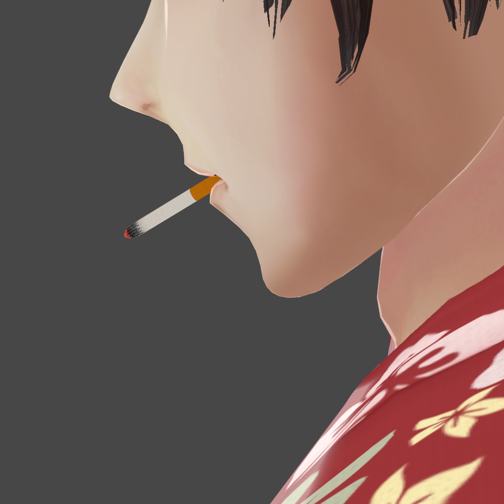 咥えタバコ(煙)