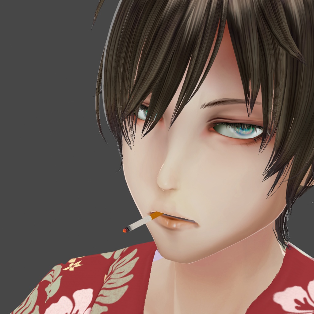 咥えタバコ(煙)