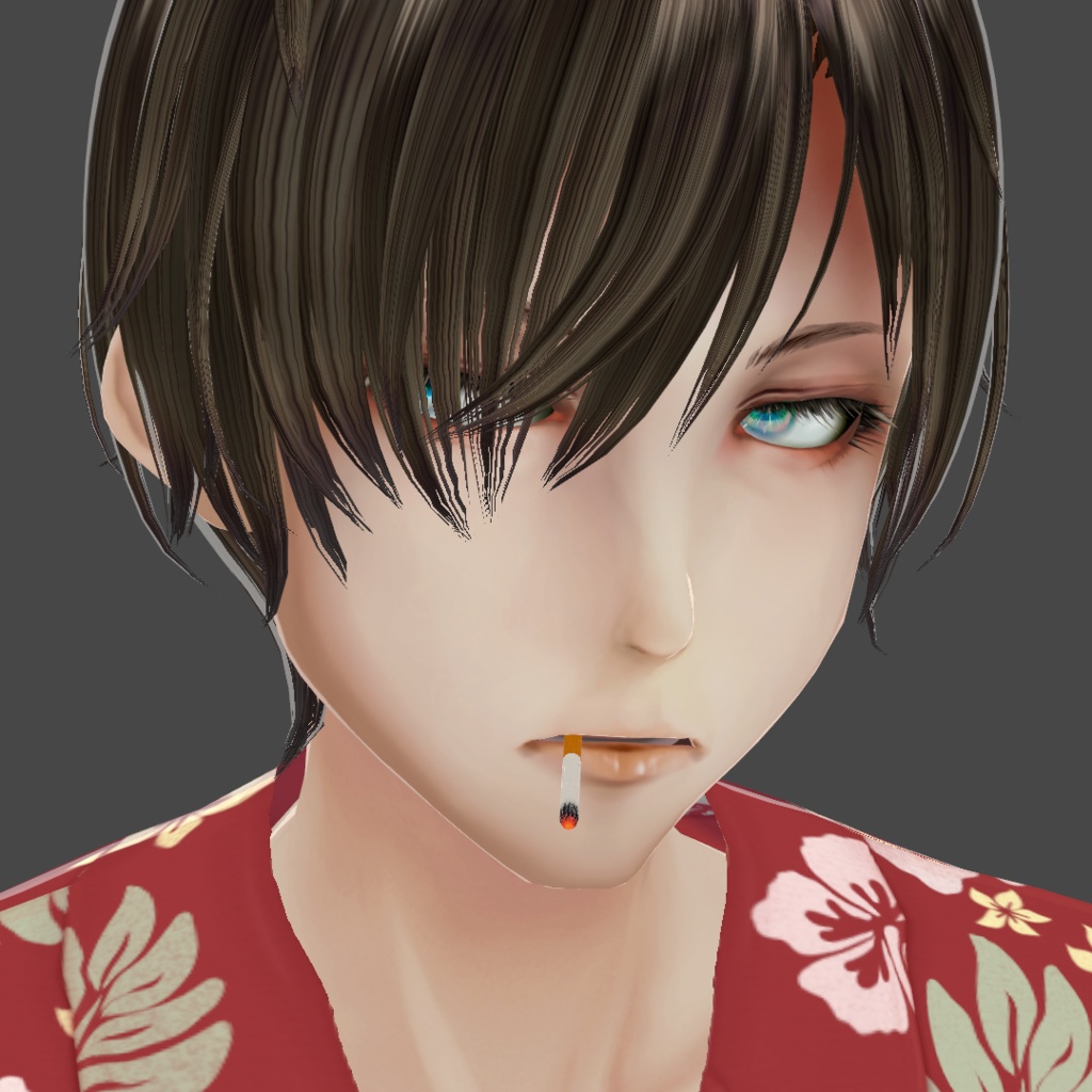 咥えタバコ(煙)