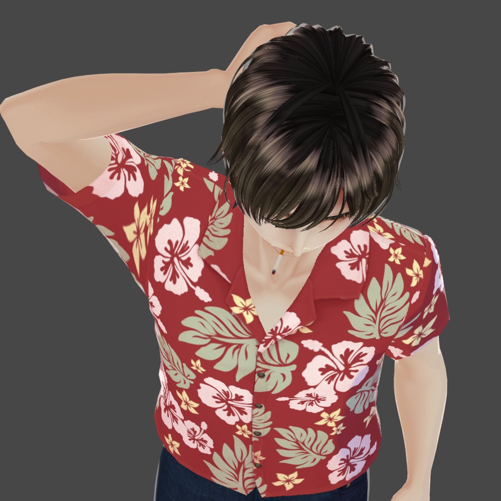 咥えタバコ(煙)