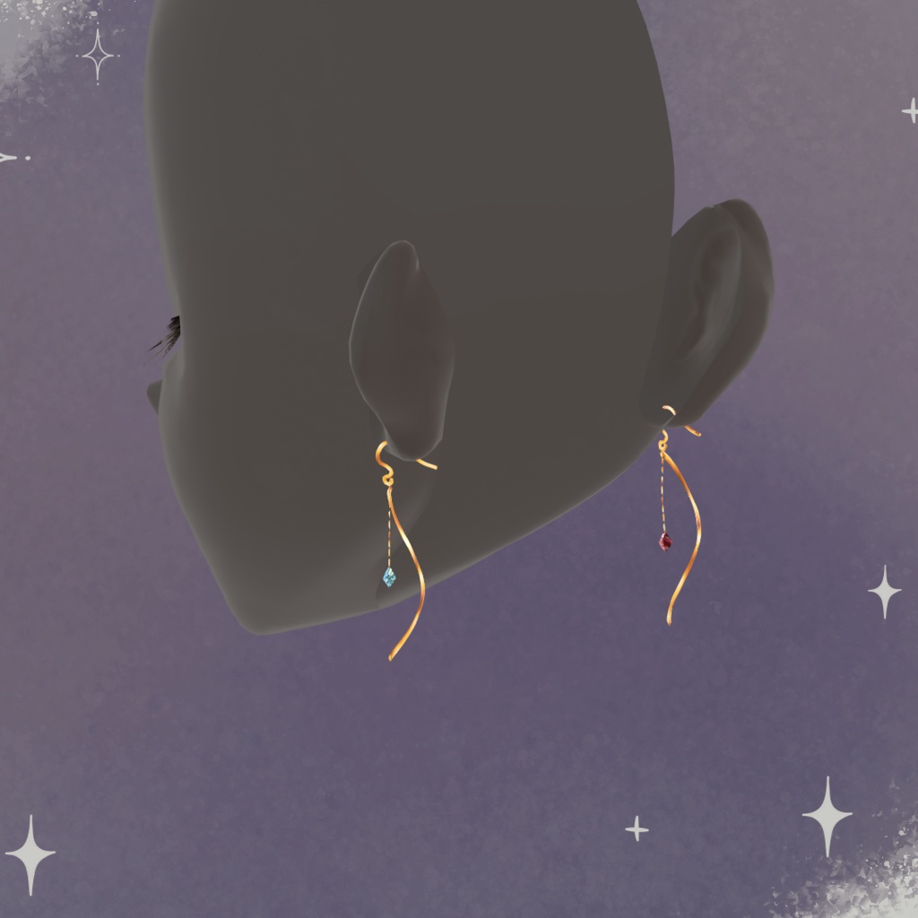 髪の毛製立体ピアス001