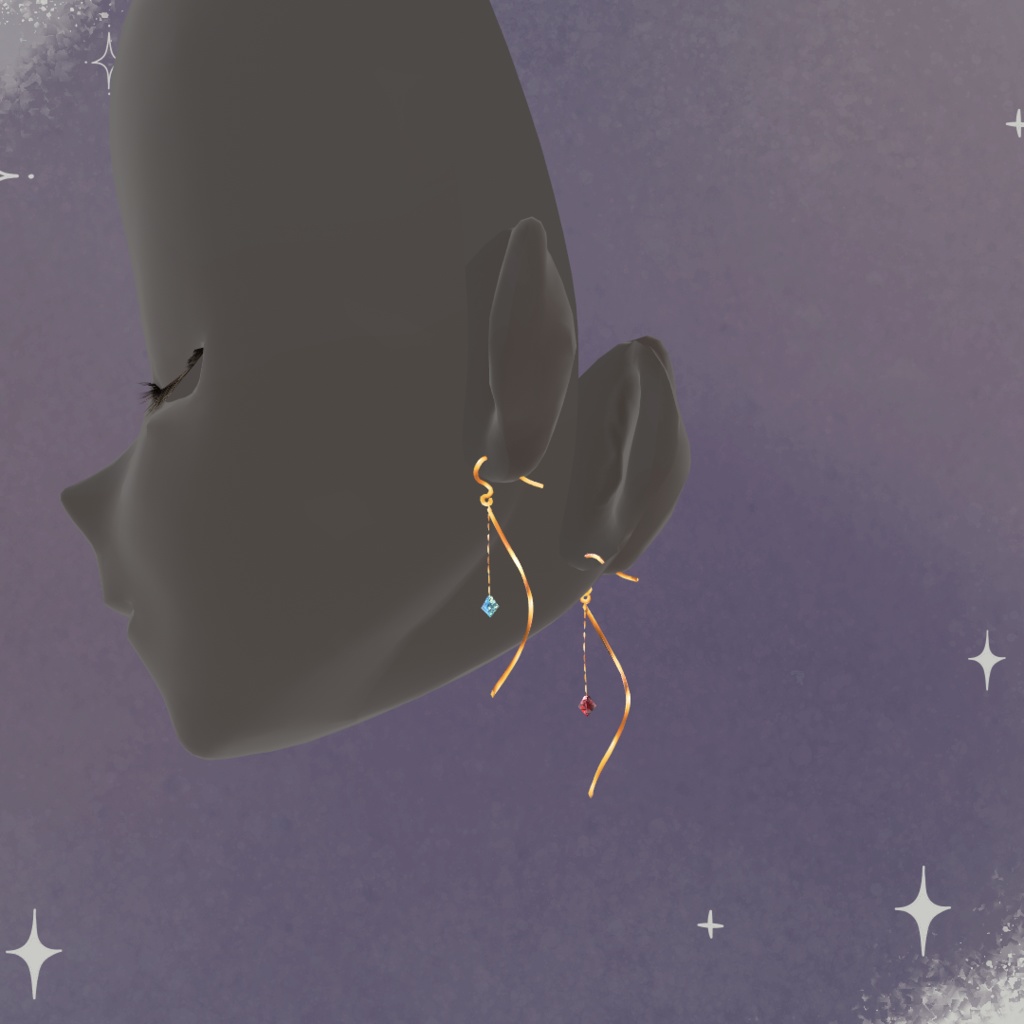 髪の毛製立体ピアス001