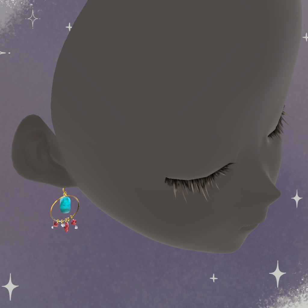 髪の毛製立体ピアス002