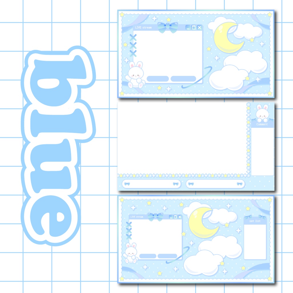 うさちゃんと星空の配信画面3種セット【カラバリ全6種】