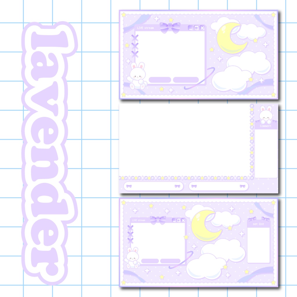 うさちゃんと星空の配信画面3種セット【カラバリ全6種】