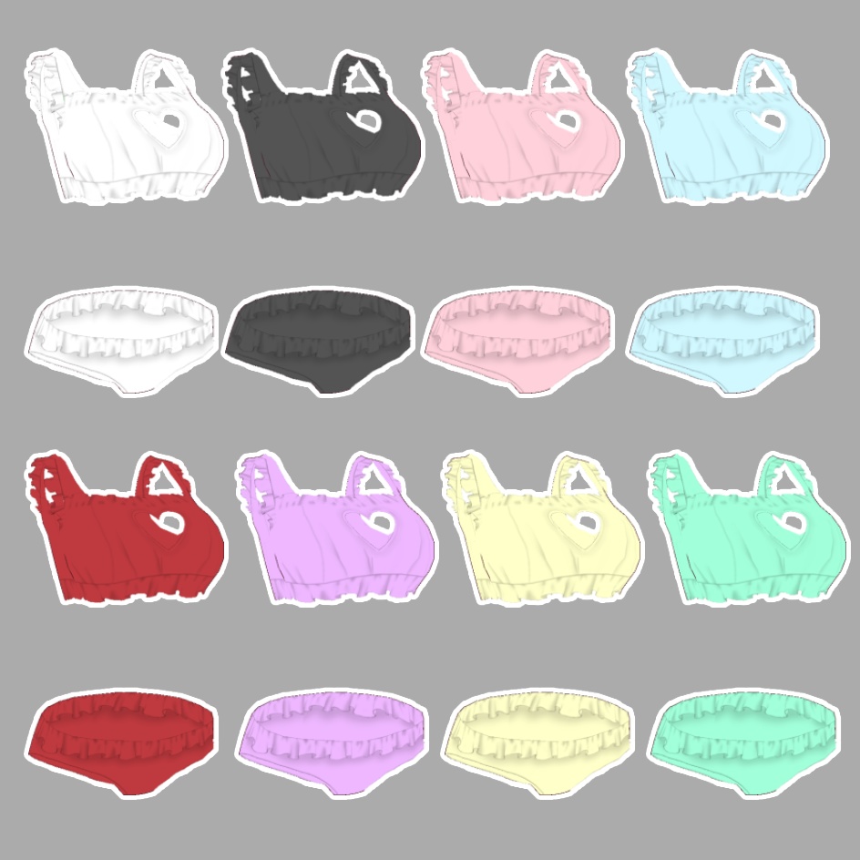 【VRoid用】フリルハートランジェリー 8色セット