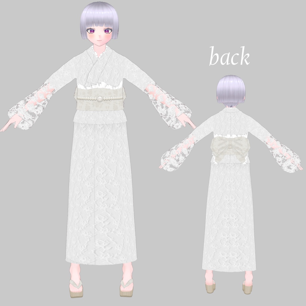 【VRoid用】総レースフリル浴衣4色セット