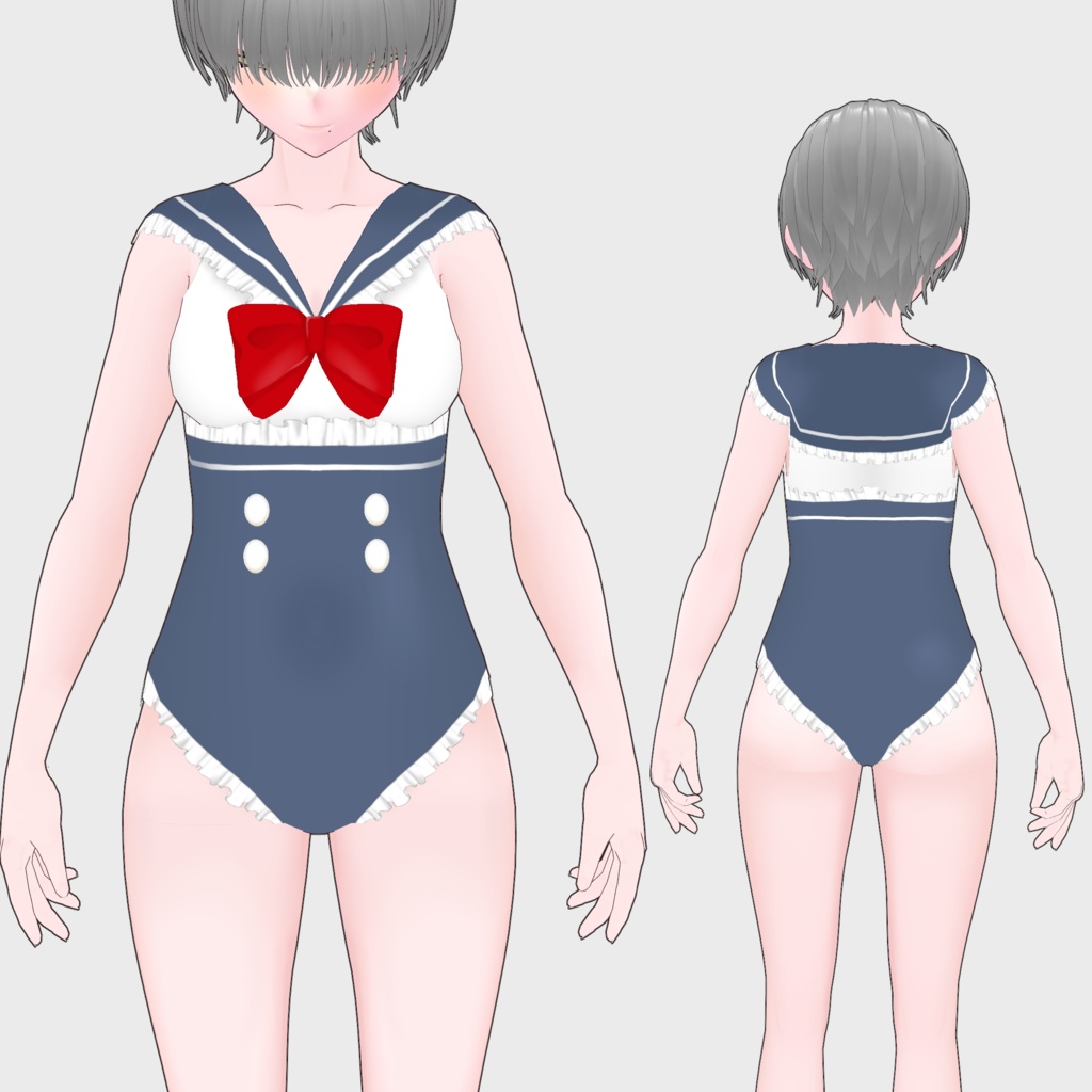 【VRoid用】マリン風セーラー水着2色セット